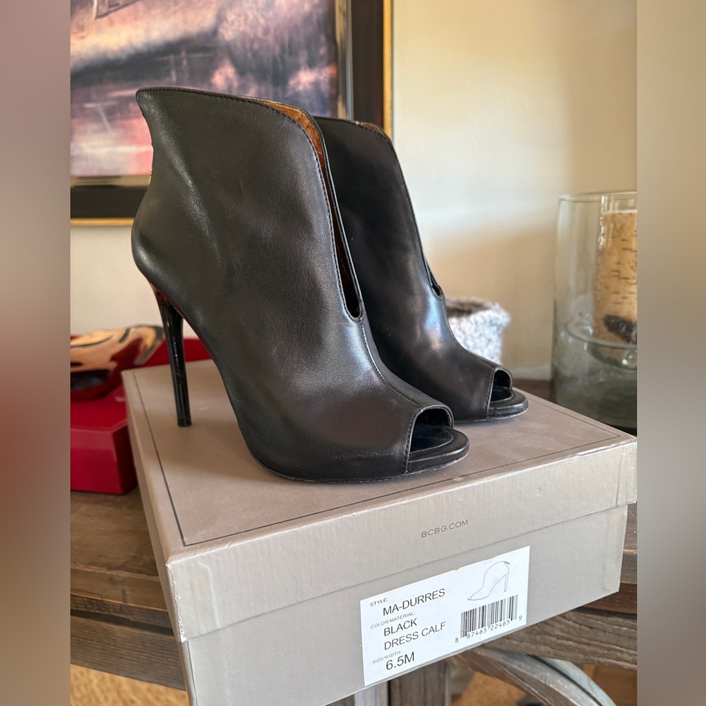 Peep toe ankle booties